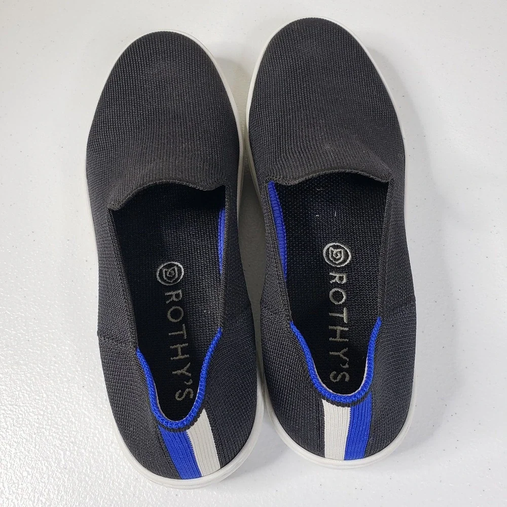 Rothys Shoes Womens 8 Navy Blue Knit Slip On The Original Sneakers Loafers